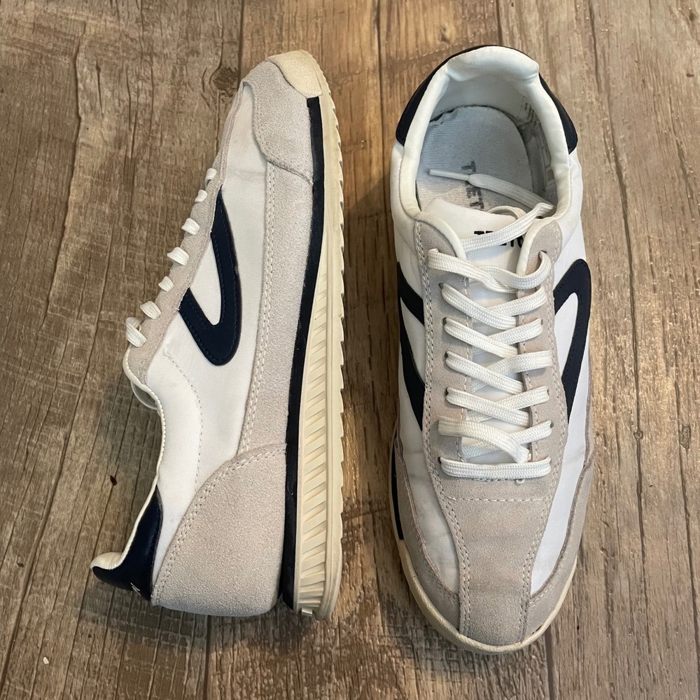 Tretorn Rawlins Womens White Navy‎ Suede Nylon Low Top Sneakers 1536041 Size 8M